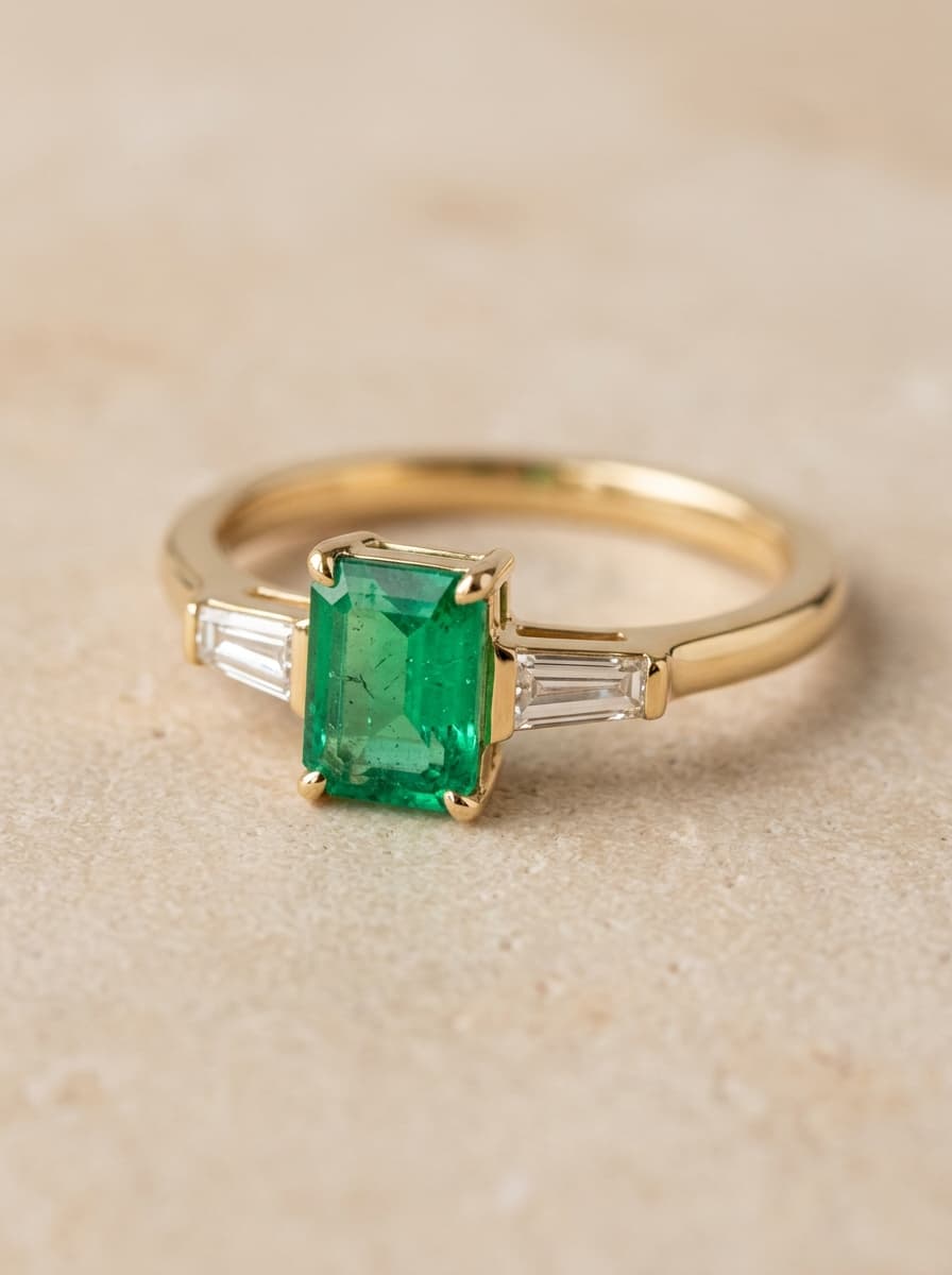 Verde Baguette Wedding Ring