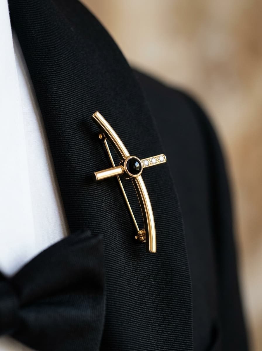 Onyx Crossbar Groom Brooch