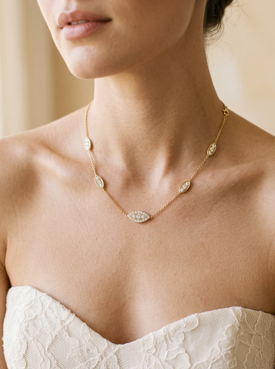 Celeste Marquise Station Necklace
